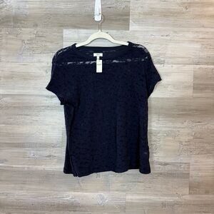 Aerie Navy Lace Short Sleeve Top